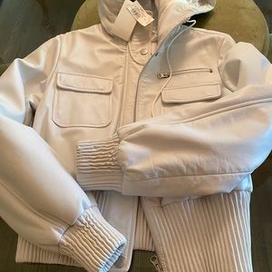 Armani Exchange with its original tags white leather bomber jacket